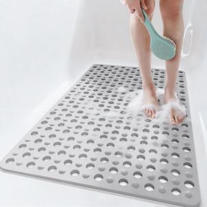 Tiamo Large Bathtub Mat 20.87" x 33.86",Non Slip Shower & Tub Mat for Elderly & Pregnant Women,Big Suction Cups,Quick Drain,Soft & Durable,Grey, 33.9" x 20.9"