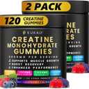 KUKALY Creatine Monohydrate Gummies for Men & Women, 9000MG Creatine Gummies Sugar Free Mixed Flavored with L-Taurine, BCAA 2:1, B12 B6 for Boost Strength, Focus & Endurance, Vegan, Non-GMO, 2 Bottle, No BB Date