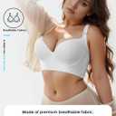 JishinGal Womens Push Up Bra Full Coverage Seamless Underwire Hide Back Fat, Wide Straps, Smooth Uplift T-Shirt Bra (White)