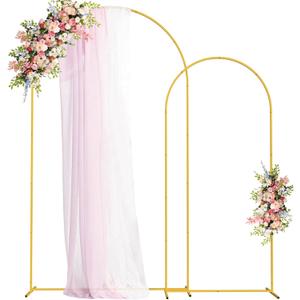 Metal Arch Backdrop Stand, 7.2FT+6FT Wedding Arch Backdrop Stand, Set of 2 Gold Backdrop Arch Stand, Wedding Arch Frame for Wedding Ceremony Birthday Party Baby Shower Graduation Ceremony Decoration