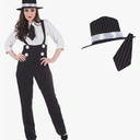 fun shack 20s Mobster Costume for Women, 1920s Gangster Outfit, Halloween Gangster Costume for Women, Vintage Style, Size S