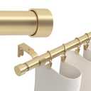 Gold Extra Long Curtain Rods 120-inch to 214-inch, 1 inch Heavy Duty Drapery Rod for Outdoor Patio, Living Room, Bedroom, Sliding Door, Modern Adjustable Curtain Pole 10-17.5ft