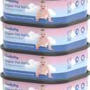 Jumbo Square Bags Refill Compatible with Diaper Genie Compact, Select Pails (Not Fit Classic), Max Odor Control, Disposal Bag Refills, Continuous Film, Holds Up to 810 Newborn Diapers, 4 Pack