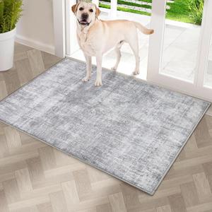 COMSLE Door Mat, Front Door Mat Indoor for Entrance Faux Wool Absorbent Non Slip Modern Throw Rug for Entryway Hallway Muddy Paws - Pet Friendly, 20x32 Inches,Grey Machine Washable (1'8" x 2'8" (Rectangular), Minimalist Gray)