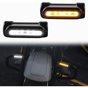 Highway Bar Light for CVO Road Glide, Black Highway Guard Crash Bar LED Auxiliary Lights Switchback w/White DRL & Amber Turn Signal Light for Harley Touring CVO Road Glide 2024 Accessories