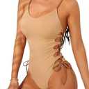 Narecte One Piece Swimsuit Women Bathing Suit Sexy High Cut Women's One-Piece Swimsuits Monokini One Piece Bathing Suit M