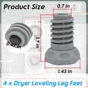 4pcs Dryer Leveling Leg Feet Fit for Samsung Dryer Legs DV2, DV3, DV4, DV5, DVE,Dryer Leveling Legs,Replace Part Number DC61-03128A 2692286 AP5324682 PS4206963