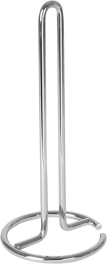 Spectrum Euro Paper Towel Holder Chrome  Freestanding Countertop Dispenser for Kitchen, Easy Tear Access, Sleek Modern Design, Fits Standard Rolls, Durable Steel Construction