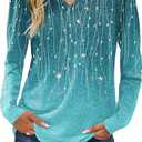 Zeagoo Long Sleeve Shirts for Women Spring Tops Casual Dressy V Neck Blouses Boho Tunic Western Clothes Vacation Outfits (Blue, L)