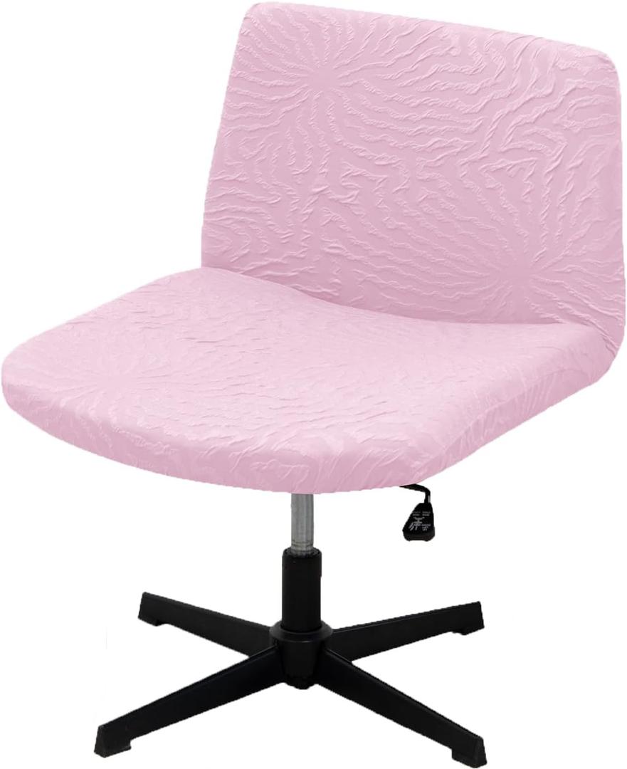 Sunflower Jacquard Armless Chair Cover, Elastic Criss Cross, Mid Back Wide Seat (Pink)
