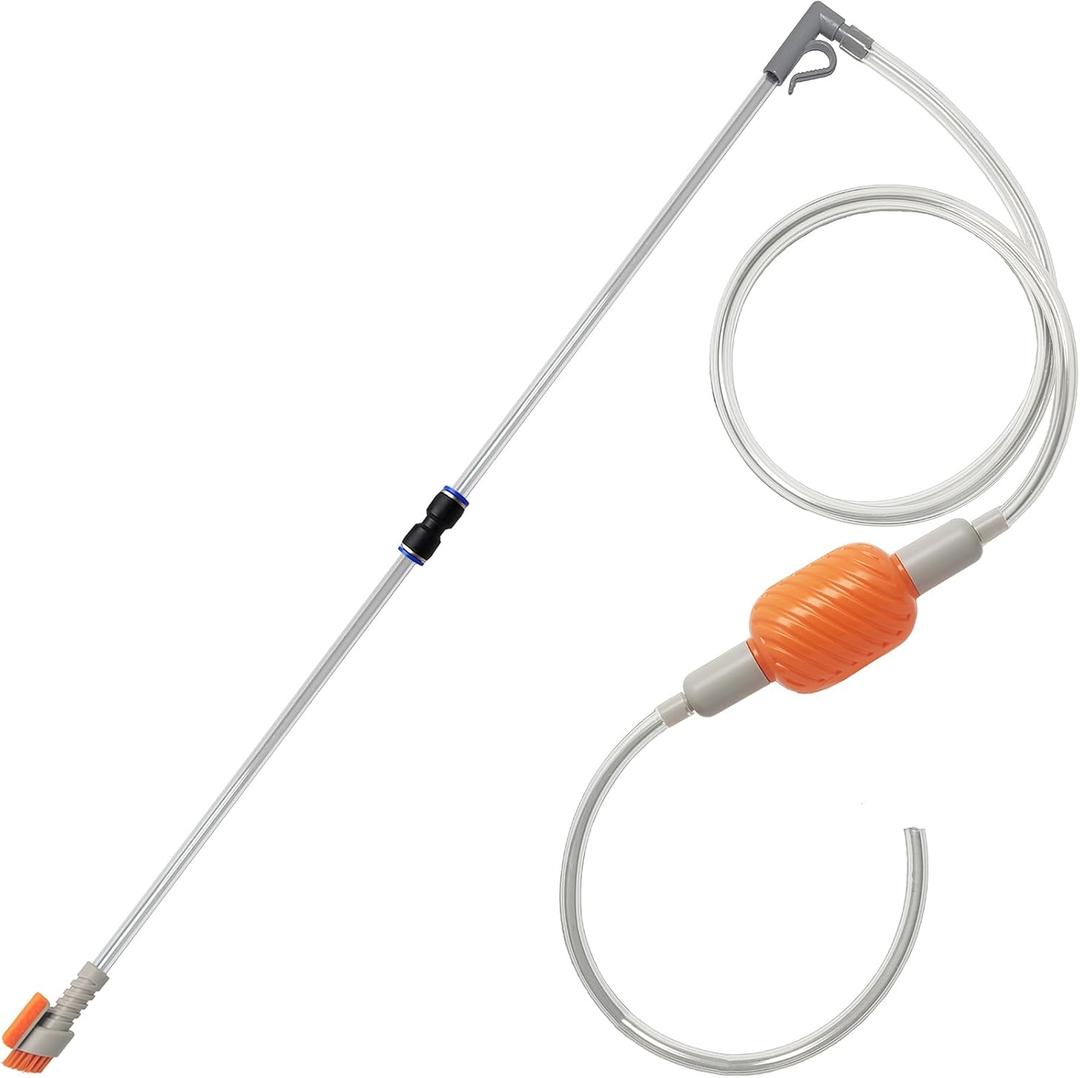 Compact Aquarium Siphon Vacuum and Water Changer Kit with Cleaning Brush. Perfect for Simultaneous Water Changing and Cleaning in Small Fish Tanks. Gravel and Sand Cleaning