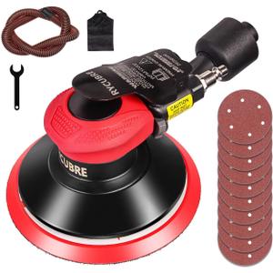 Air Sander with vacuum  6 Inch DA Palm Sander for auto body, High-Speed Random Orbital Pneumatic Sander for Woodworking & Auto Polishing (including 12 sandpaper + accessories)