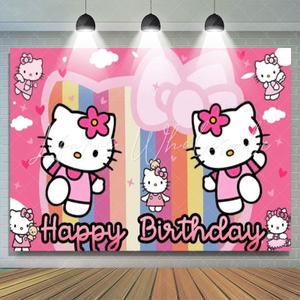 Cute Cat Birthday Party Backdrop Photo Background Cartoon Cat Birthday Party Decorations Banner Cartoon Cat Theme Photography Backdrop