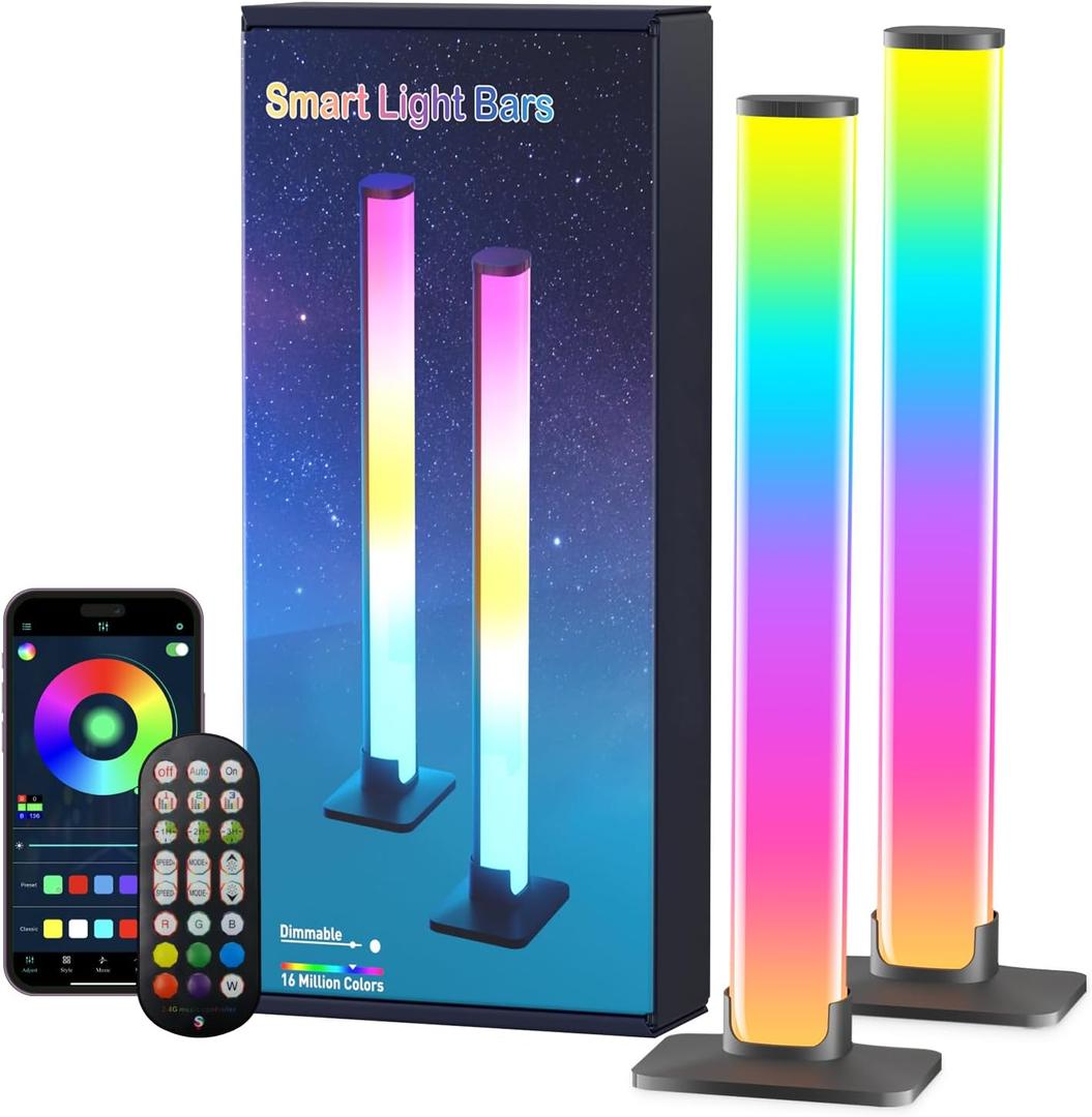 Barhootao RGB Light Bar,Smart LED Light Bar for Room,16 Million Colors,Three Control Modes,Dynamic Music Sync Mode,213 Preset Modes,USB InterfaceWithout Adapter