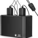 Dual Dome Reptile Lamp Fixture - for Heat Lamp & UVB Bulb (Max 100W Each) - with Reflector Design for Bearded Dragons, Turtles, Snakes & Lizards - 8.1 Inches