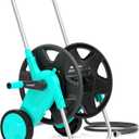 Portable Garden Hose Reel Cart, Hold Up to 100-120 Ft of 5/8 Inch Hose,Metal Garden Water Pipe Holders Mobile Tools with 2 Wheels for Outside Hose Storage