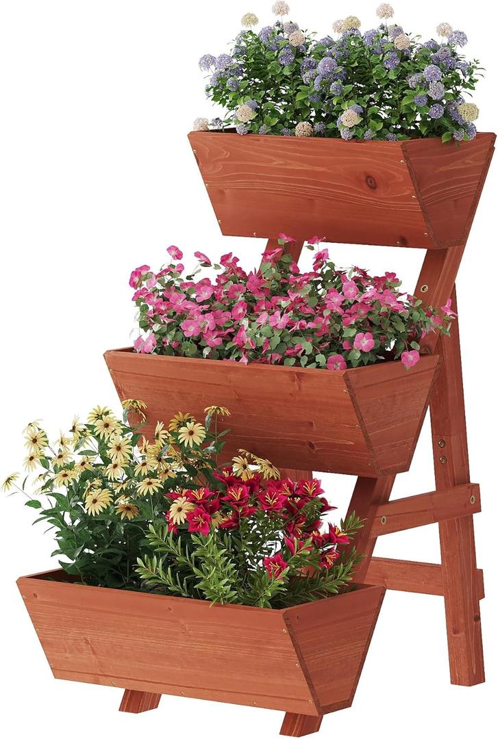 viewcare Raised Garden Bed, 3 Tier Small Vertical Garden Planter for Indoor & Outdoor, Raised Planter Box with Legs, Garden Planter Box for Flowers/Vegetables/Plants (Medium)