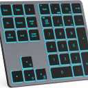 Doohoeek Bluetooth & 2.4G USB Wireless Numeric Keypad for Laptops, PC Computers Macbooks & Tablets, Dual Mode Number pad 34 Keys with 7-Color Backlit for Windows, MacOS & iOS, Gray (Grey)