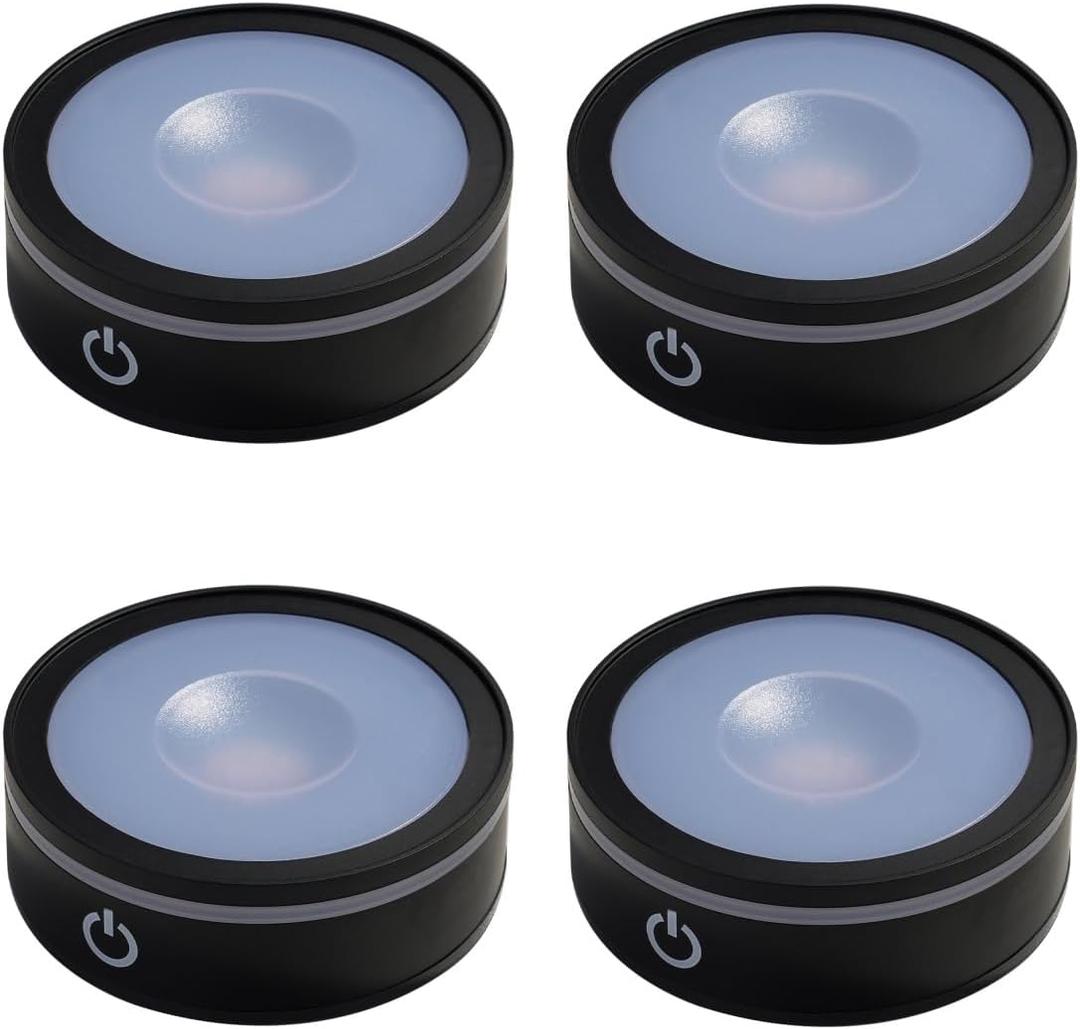 LED Crystal Display Base - 6-Color Touch Light for 3D Art, Home Decor & Gifts (2.68in Round ABS, 7oz) Set of 4