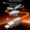chubbycable Solo-Flex 2-in-1 USB-C Cable with Apple Watch Charger, Built-in 5W Magnetic Charger for Apple Watch, 100W Fast Charging, 4FT Thick Silicone Cable, Orange