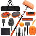 21Pcs Car Wash Kit with 60" Heavy-Duty Extension Pole, Soft Car Wash Brush, Wheel & Tire Brush, Scratch-Free Car Mop Mitt & Window Squeegee, Detailing Tool for Car Exterior & Interior Cleaning