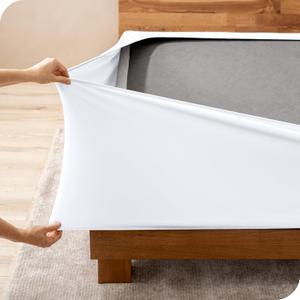 Bare Home Box Spring Cover - Queen - Stretchy Microfiber Decorative Wrap Around Box Spring Cover - Easy Install (Queen, White)