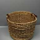 Isidore Water Hyacinth Storage Basket, Round Woven Design (Natural Brown, 15.7 x 15.7 x 15.7 in)