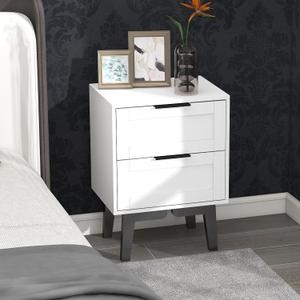 TaoHFE Modern Mid Century Wooden Nightstand with Drawer - 22 Inch Bedside Table with Storage for Bedroom - White (1 Pcs White)