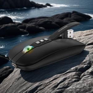 Bluetooth Wireless Mouse Slim Portable with Multiple Buttons for One Click Desktop Display, Mute and DPI Cursor Speed Adjustment, Travel Mice for MacBook/pc/iPad/Laptop (Black)
