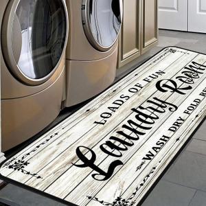 White-1 Farmhouse Non-Slip Kitchen & Bathroom Decor - Waterproof Rug Runner 20''x59''