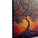 Cool Colorful Boho Abstract Picture Wall Decor Framed Fantasy Texture Blooming Tree of Life Graffiti Canvas Wall Art Modern Prints Poster Country Painting for Living Room Bathroom Bedroom16x24 Inches
