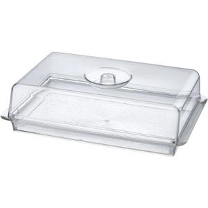 Clear Premium Acrylic Rectangles Serving Tray with Lid (12.63" x 8.75" x 3.38") Perfect for Parties, Events, & Dining