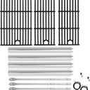 Grill Parts for Charbroil Performance 4-Burner 463352521 463354021 463365021 463365522 463366022, 17 inch Cooking Grate, Burner and Heat Plate for Charbroil Grill Replacement Parts 463351221