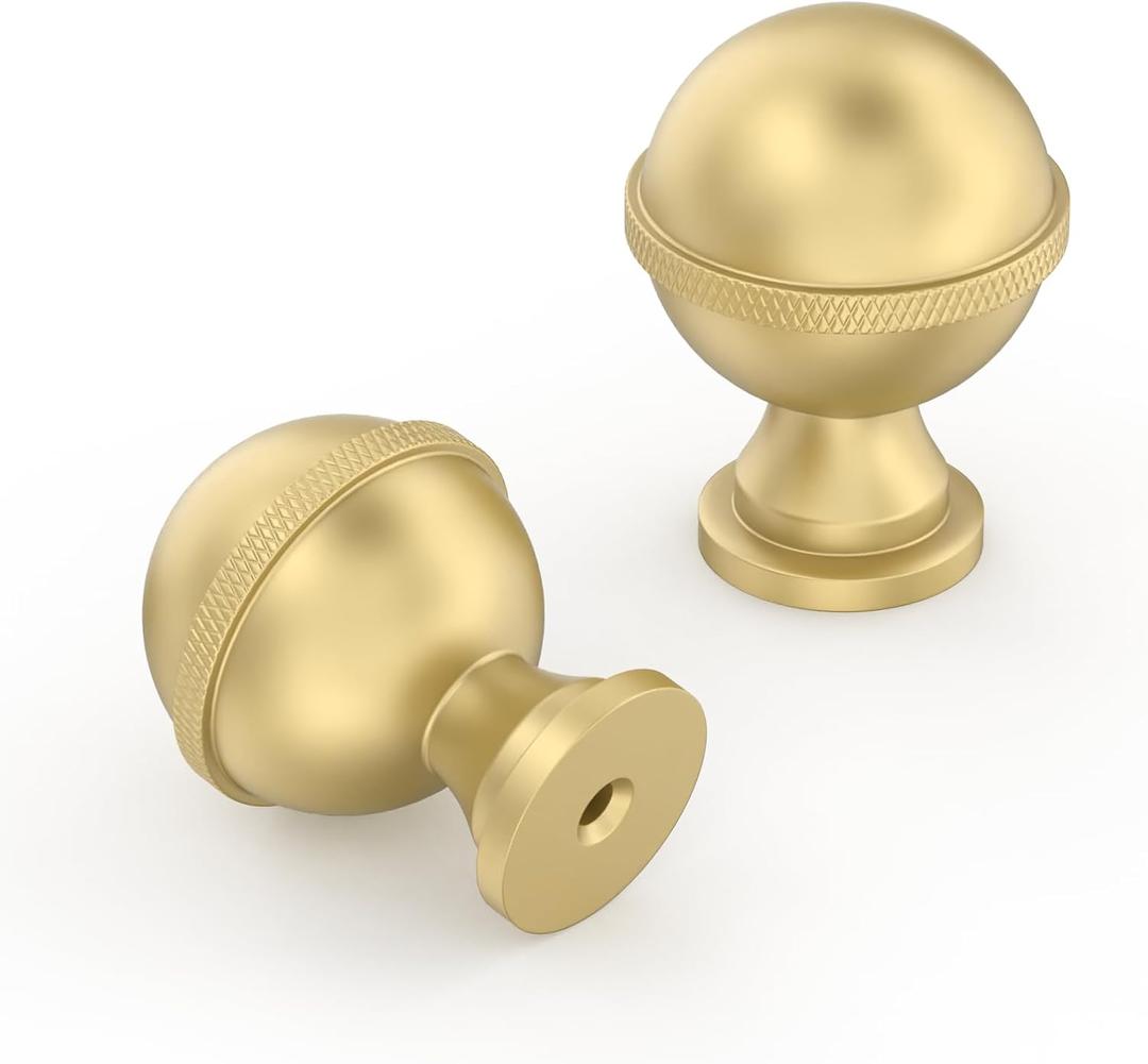 10 Pack 1.2 Inch Brushed Gold Cabinet Knobs Kitchen Cabinet Knobs Gold Drawer Knobs Round Dresser Knobs