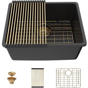 21 Inch Black Undermount Bar Sink Granite Composite Kitchen Sink, 21"x17"