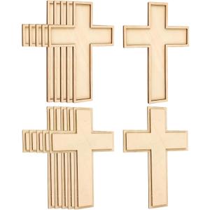12 Pieces 9 Inch Wood Cross Unfinished Wooden Cross Layered Framed Cross for Crafts (Classic Shaped)
