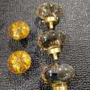 Champagne-Bronze Crystal-Brass Drawer Cabinet Knobs - 5 Pack Glass Brushed Gold pulls Hardware for Dresser Kitchen Bedroom Bathroom