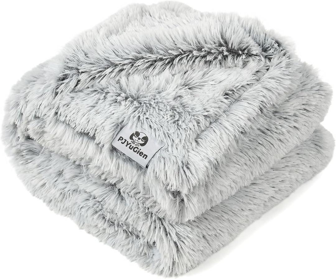 PJYuCien Dog Blanket for Dogs, Puppies and Pets, Lightweight & Portable Fluffy Fleece Throw, Super Soft Plush Cat Blanket for Couch/Car Seat/Furniture, Machine Washable, 16"x24", Grey, 2 pack