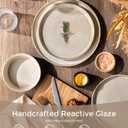GBHOME 18-Piece Stoneware Dinnerware Set for 6 – Ribbed Ceramic Plates and Bowls, Scratch-Resistant, Microwave & Dishwasher Safe, Reactive Glaze, Cappuccino