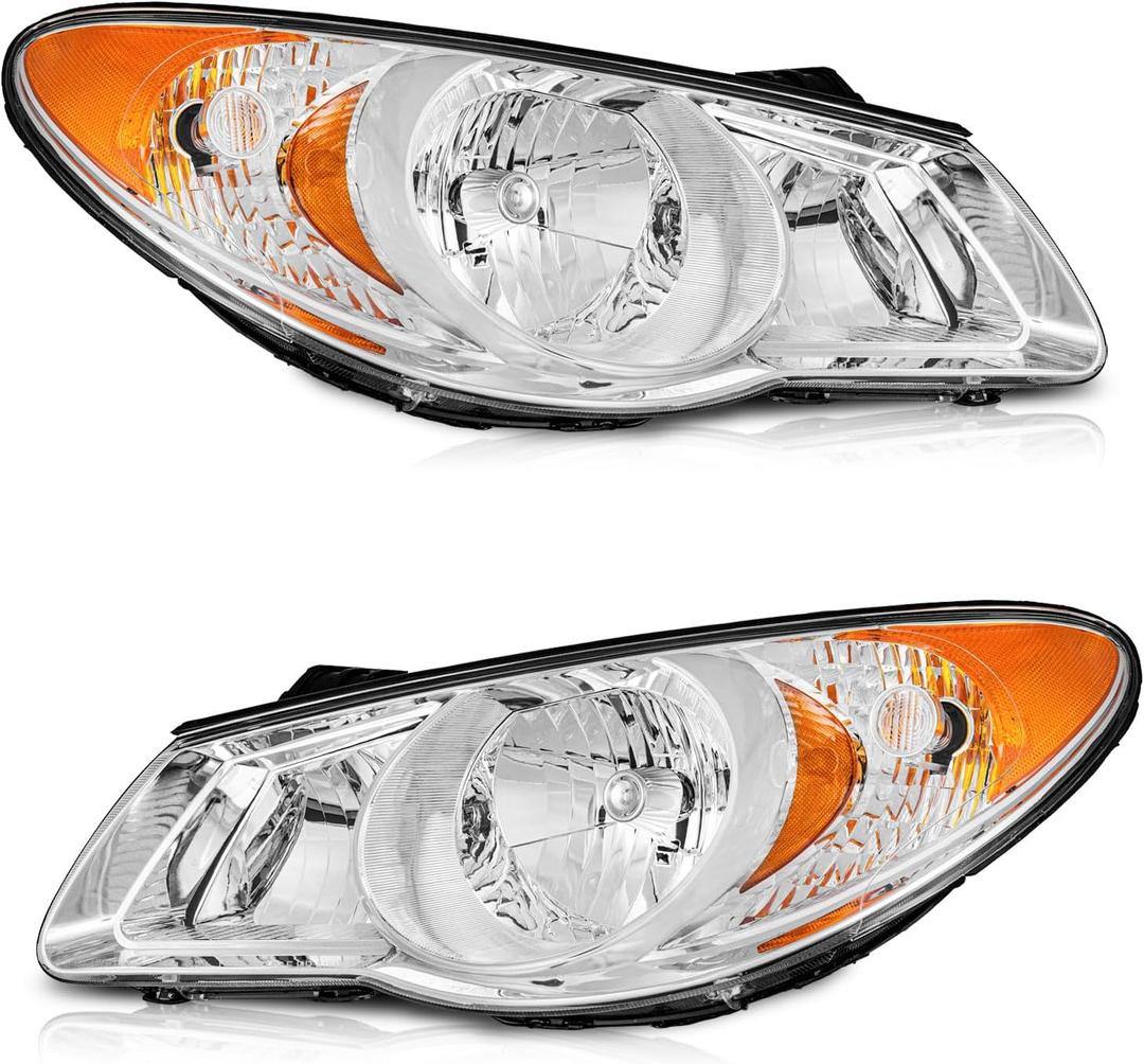WEELMOTO Headlights for 2007-2009 Hyundai Elantra (NOT FIT HATCHBACK) Headlight Assembly Compatible with 2007 2008 2009 Hyundai Elantra (submodel: GLS, SE) Headlamp Replacement with Bulbs