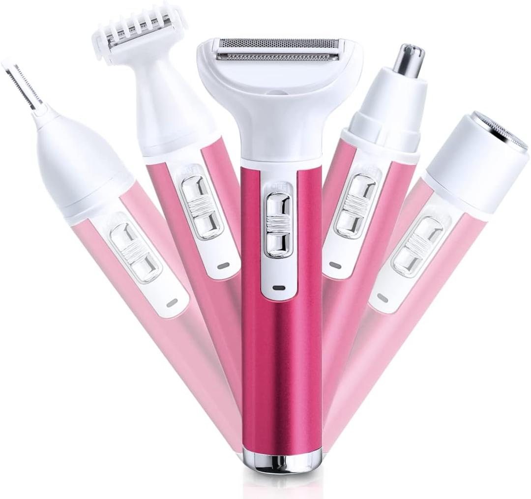 Electric Razor for Women Removal for Body Nose Hair Trimmer Face Shavers Eyebrow Legs Armpit Bikini Area Pubic Underarms Painless Rechargeable Portable 5 in 1 Womens Razors Set Electric Razor for Women Removal for Body Nose Hair Trimmer Face Shavers Eyebrow Legs Armpit Bikini Area Pubic Underarms Painless Rechargeable Portable 5 in 1 Womens Razors Set