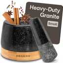 Mortar and Pestle Set Small - Heavy-Duty 1 Cup Stone Grinder for Spices & Herbs - Durable Granite Molcajete - Guacamole Bowl with Non-Slip Wooden Base - Effortless Grinding & Easy to Clean