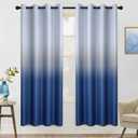 COSVIYA Grommet Ombre Room Darkening Curtains 72 inch Length 2 Panels, Gradient Drapes Blue and Grayish White Light Blocking Insulated Thermal Window Curtains for Bedroom/Living Room,52x72 inches
