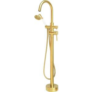Freestanding Bathtub Faucet Brushed Gold Floor Mount Tub Filler Faucets High Flow 11.9GAL with Handheld Shower Spayer RIGOBAL