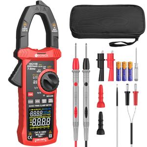 Neoteck Clamp Meter 9999 Counts 1000A Amp Clamp Multimeter with Inrush VFD LOZ TRMS Mode Colorful Screen Amp Meter for AC/DC Current&Voltage Resistance Capacitance Frequency Continuity Diode NCV (Red)
