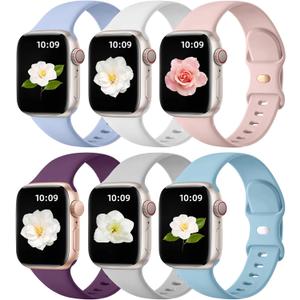 Maledan 6 Pack Bands Compatible for Apple Watch Band 38mm 40mm 41mm 42mm 44mm 45mm 46mm 49mm Women Men, Soft Silicone Sport Band Strap for iWatch Apple Watch Series 11 10 9 8 7 6 5 4 3 2 1 SE Ultra (Gray/ Lake Blue/ Plum/ Pink Sand/ Lilac/ White) Maledan 6 Pack Bands Compatible for Apple Watch Band 38mm 40mm 41mm 42mm 44mm 45mm 46mm 49mm Women Men, Soft Silicone Sport Band Strap for iWatch Apple Watch Series 11 10 9 8 7 6 5 4 3 2 1 SE Ultra (Gray/ Lake Blue/ Plum/ Pink Sand/ Lilac/ White)