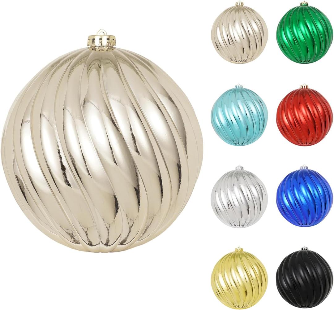 8in Large Christmas Ornaments Champagne Shatterproof Christmas Ball Ornaments Giant Hanging Balls Mercury Decorations for Holiday