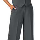 luvamia Pant Suits for Women Dressy Casual 2 Piece Sets Sleeveless Blazer Vest with Wide Leg Capri Pants Work Outfit (Medium, Dark Grey)