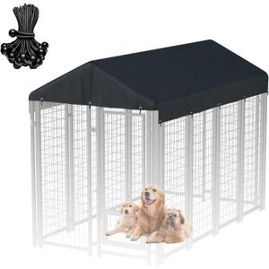 Outdoor Dog Kennel Cover 5'W x 10'L 900D Heavy Duty Waterproof UV Resistant Dog Kennel Replacement Cover - Black (Excluding dog cages)