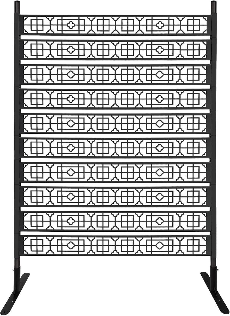 71" 48" Metal Privacy Screen for Outdoor, Kalolary Privacy Fence Screen Steel Fence Panels for Balcony Patio No-dig Decorative Fences Freestanding Outdoor Divider Decor for Balcony Patio Indoor Room